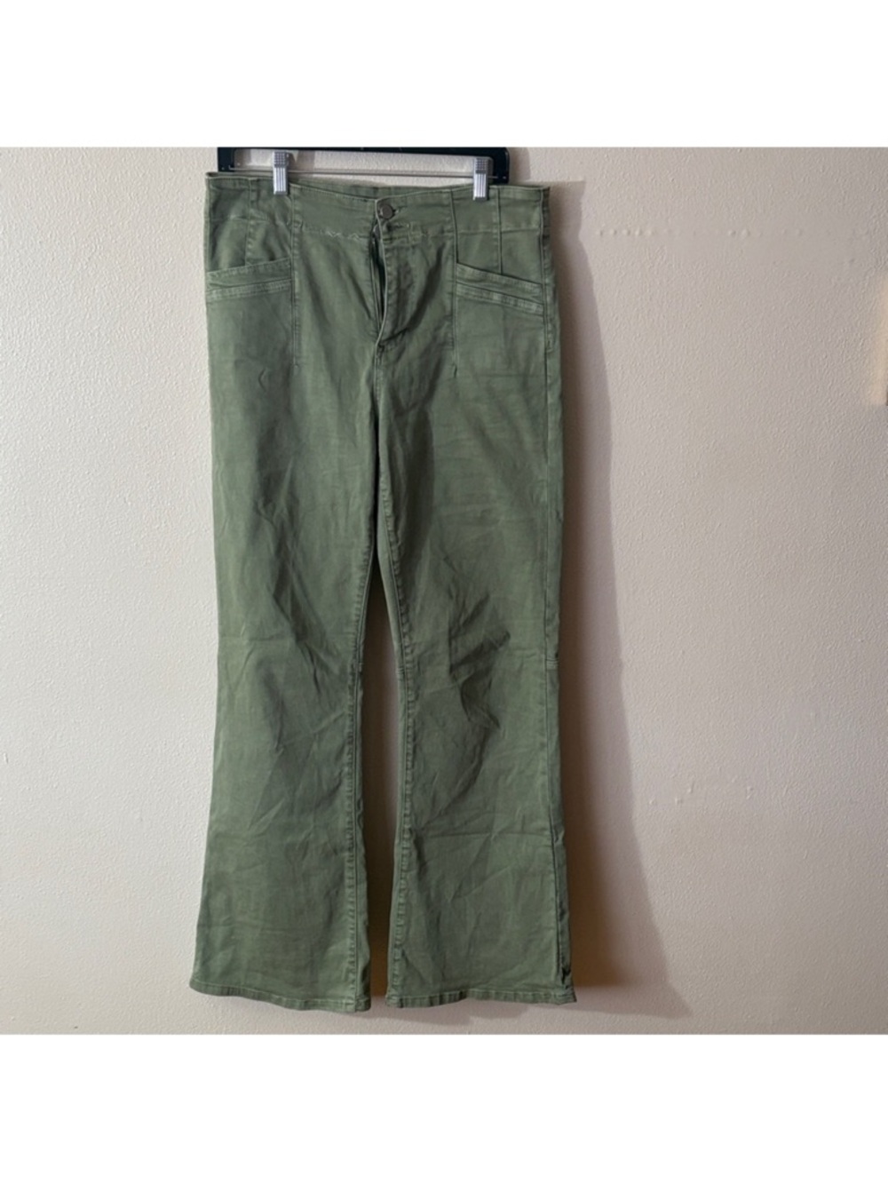 Altar'd State Olive Green Flared Wide-Leg Pants